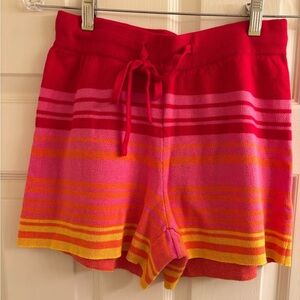 New Monrow Sunset Sweater Easy Shorts Colorful Knit Drawstring Waist Size XS